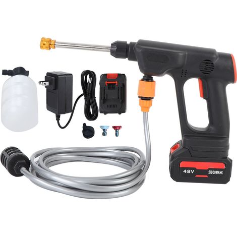 Kabellose, akkubetriebene Hochdruckreinigerpistole, 900 PSI, tragbar, mit 2 x 21,8 Ah Akkus, 6-in-1 Düse für die Autobodenreinigung, US-Stecker.