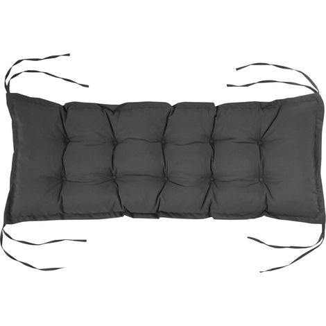 Sitzkissen 100x40 cm Stuhlkissen mit Bindebänder, 10cm dick Polsterauflage, waschbar Sitzpolster für Haus, Garten, Sofa, Stühle, Dunkelgrau Aosom