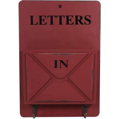 Porte-Revues Mural Vintage en Bois et Fer avec Boîte à Lettres et Crochets pour Clés – Décoration Murale Créative pour Maison (1/5)