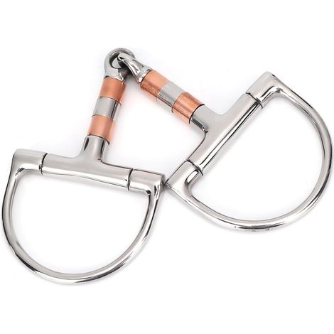Mors de Cheval à Bouche de Filet à Anneau en D en Acier Inoxydable, Mors de Cheval à Bouche articulée à Rouleau en cuivre en Acier Inoxydable (1/5)