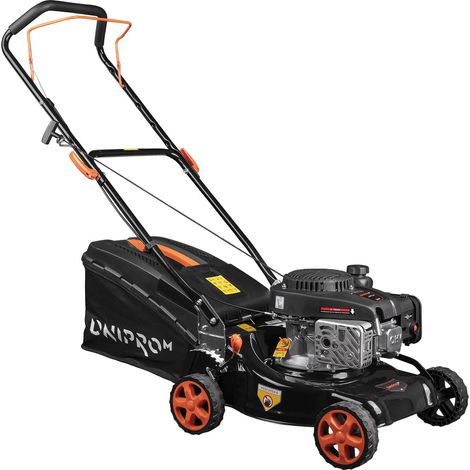 Tondeuse Thermique 2100W, 2,8 CV, 123cc, Moteur 4 Temps, Largeur de Coupe 40 cm, Hauteur Réglable 25-75 mm, Réservoir 40 L (1/5)