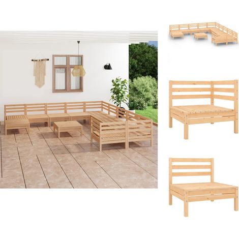 Gartenmöbel-Sets - Living 12-tlg. Garten-Lounge-Set Massivholz Kiefer (1/5)