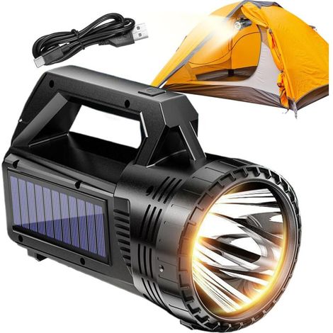 Lightweight LED solar flashlight - Compact (18.5x7 cm), ideal for fishing, hiking, travel, camping (1/5)