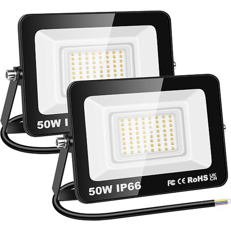 2x 50W 5000lm projecteur LED extérieur, 3000K blanc neutre (1/5)