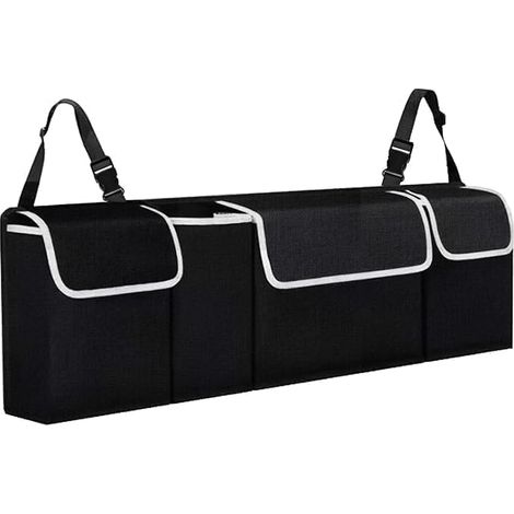 Organizzatore pieghevole per bagagliaio auto – Contenitore con cinghie regolabili, rete elastica, tasche e scomparti multipli – Accessorio pratico per sedile posteriore, SUV, camper, viaggi