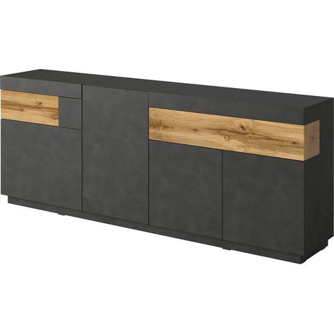 Buffet 4 ante 2 cassetti Andrea grigio antracite e marrone 85cm