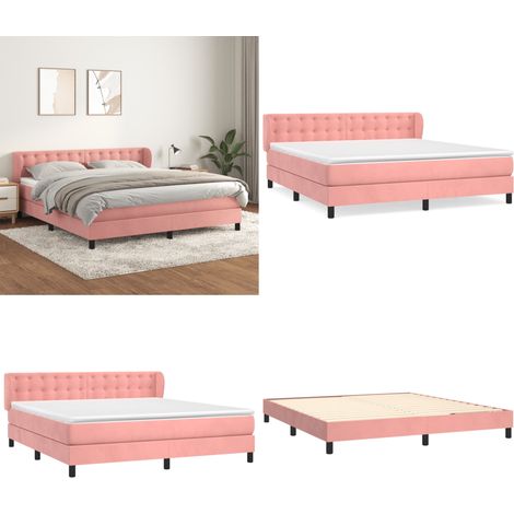 Boxspringbett mit Matratze Rosa 180x200 cm Samt - Samtbett - Boxspringbett - Doppelbett - Rosa Bett - Bettenrahmen - Home & Living