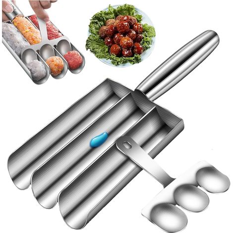 Façonneuse de boulettes, outil à boules de viande, moule à boulettes hachées, idéale pour préparer boulettes de viande, de poisson, légumes ou glaces (avec petite spatule) (1/5)