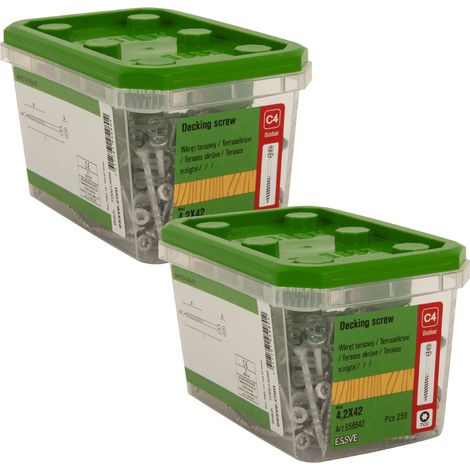 Tornillos para tarimas ESSVE DECKING CorrSeal para tablas de madera 4,2 x 42 mm 250 unidades x 2 (1/3)