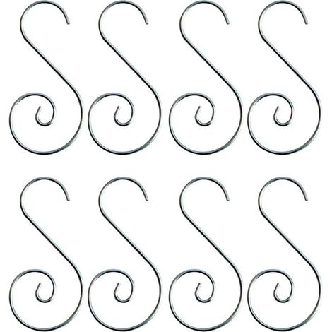(Argent) 100 pièces, pinces à boules de Noël, cintre pour arbre de Noël, crochets pour boules de Noël en forme de S, cintre pour boules, crochets pou (1/5)