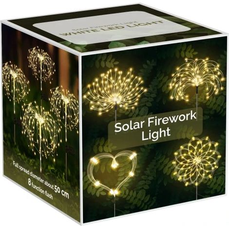 LED-Solar-Gartenleuchte für den Außenbereich mit Löwenzahn-Feuerwerksmotiv (FEUERWERK XL)