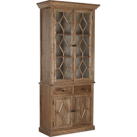 Vitrine en bois recyclé d'orme style shabby naturel à assembler - Bois naturel orme clair (1/5)