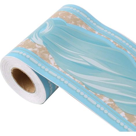 Fond écran Bordure Autocollant Mur Couvrant PVC Sol Bordures pour Cuisine Toilette Chambre Mur Décor Papier 101000cm Bleu Motif d'onde (1/4)