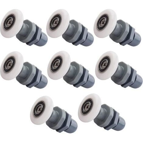 Lot de 8 roulettes pour porte de douche, roulettes de douche de 25 mm, roulettes pour porte coulissante, adaptées aux portes en verre d'une épaisseur d'environ 4 à 6 mm (1/5)