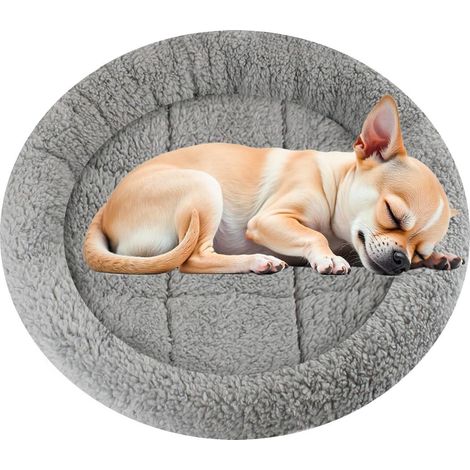 Panier Rond pour Chat et Chien Tapis Lit Auto-Chauffant Moelleux et Doux Coussin Lavable pour Animaux Compagnie Gris 40cm
