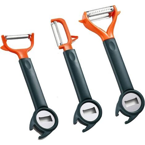 Pelador de verduras de 3 partes, pelador de verduras giratorio en forma de Y, mango ergonómico, pelador de bordes afilados para frutas y verduras en la cocina (1/5)