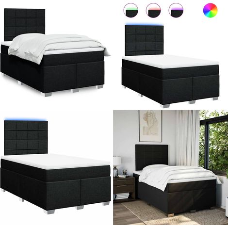 vidaXL Sommier à lattes de lit avec matelas Noir 120x200 cm Tissu