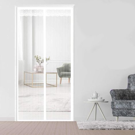 Moustiquaire Porte Fenetre Magnetique, 130x210cm Rideau Porte Anti Insecte Mouche Moustique Facile à Installer pour Couloirs Portes Patio, Blanc