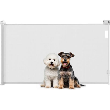 Barrière Rétractable pour Chien Sécurité Grillage Plastifié Verrouillage Automatique Blanc Jusqu'à 125 cm (1/5)