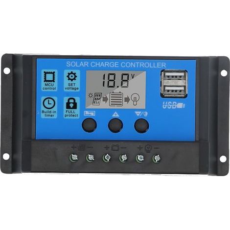 Contrôleur de charge solaire, régulateur de contrôle solaire Grand écran LCD pour l'énergie solaire (1/5)