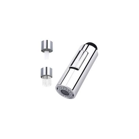 Pommeau de douche extractible, aérateur de robinet à 2 modes, chromé, pomme de douche de remplacement, salle de bain, cuisine (brillant)
