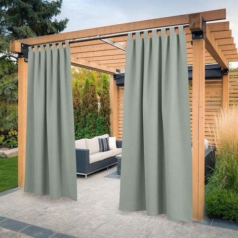2 Panneaux Rideau Occultant, Polyester, Pattes Réglables, Isolation Thermique, Pour Pergola (1/5)