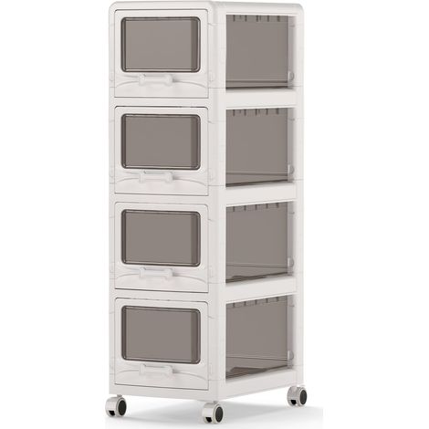 COSTWAY Cassettiera 3 4 5 Cassetti Carrello Scatola Portaoggetti Mobile Plastica Trasparente Ruote Maniglie Salvaspazio Compatta Slim Stretta Capienti Conteni (1/5)