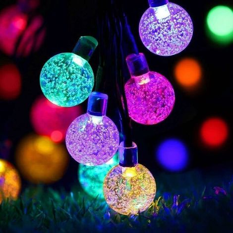 Guirlandes Lumineuses Solaires, 7m 50 LED Éclairage de Noël avec 8 Modes d'éclairage, Guirlandes de Boule de Cristal Imperméables pour Noël, Jardin, Patio (Coloré)-Fei Yu (1/4)