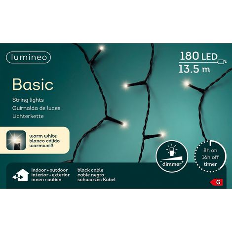 Lumineo LED Lichterkette Basic schwarz 13,5 Meter 180 Lichter - warmweiß (1/5)