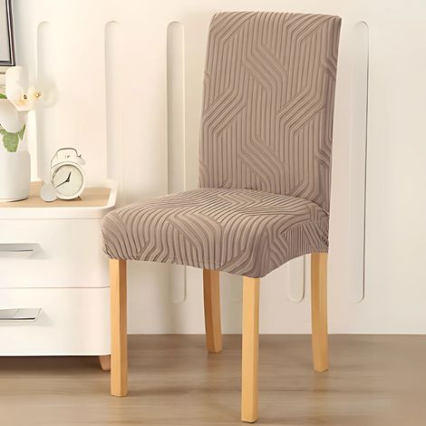 Housse de chaise BEIGE cappuccino jacquard tressé [10-Z8-CP]