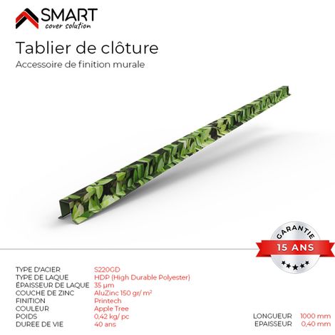 Tablier de clôture Tôle bac acier - Toiture - Couverture - plaque H12 Coloris Apple Tree Printech L=1m (1/2)