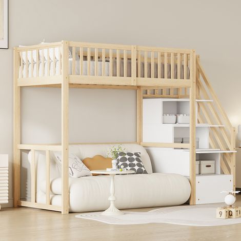 Cama alta 90x200 con escalera y almacenaje DESVIAE (1/5)