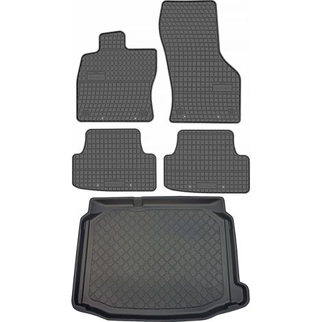 Ensemble de tapis de sol en caoutchouc pour Seat Leon III SC (5F) à hayon (novembre 2012 - mars 2020) + tapis de coffre. (1/5)