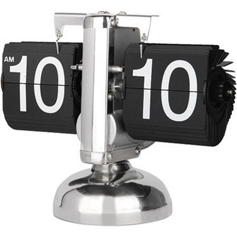 Horloge numérique à bascule rétro minimaliste, horloge mécanique automatique à un pied, horloge de bureau pour la maison et le salon, noire (1/5)