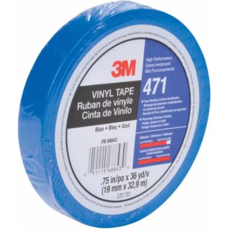 Ruban Adhesif Vinyle 3M 471 Bleu 12mm x 32m 0.14mm Emballe individuellement