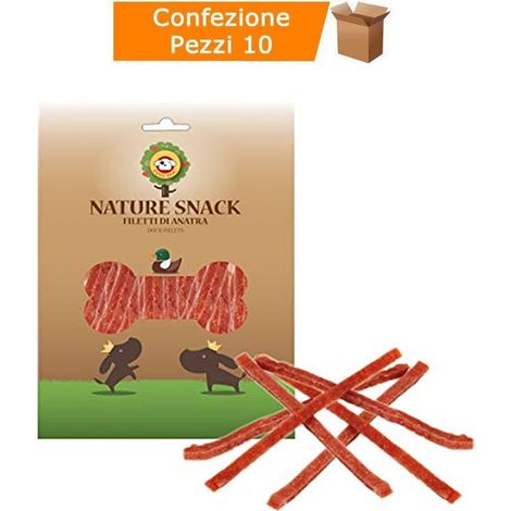 Ferribiella nature snack filetti d'anatra fuss dog ideali per cani - confezione da 10 buste