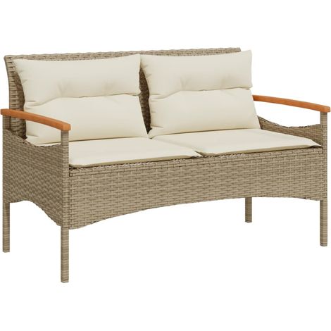 Maison Exclusive - Panchina da Giardino con Cuscini 116x62,5x74cm Beige Polyrattan (1/5)