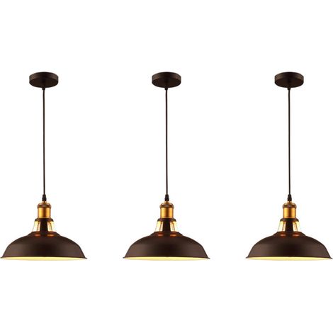 pack Suspension Luminaire Industrielle Rétro Lustre Suspension en Métal 27cm Plafonnier Vintage E27 Éclairage de Plafond pour Salle à Manger, Salon (1/4)