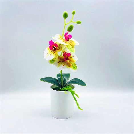 Plante Artificielle En Pot - 14 x 30 cm - Plastique - Pour Intérieur Et Extérieur - Jaune (1/5)