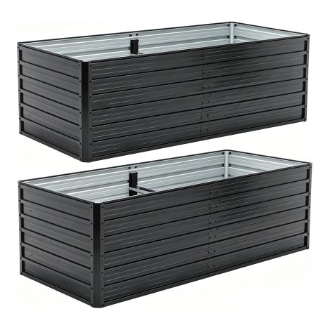 Lit de culture surélevé en métal grand carré potager fond ouvert kit de lit de fleurs robuste en acier galvanisé résistant aux intempéries et à la rouille pour légumes fleurs patio cour noir 190x90x64
