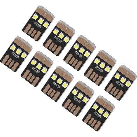 Lot de 10 mini lampes de nuit de camping portables à LED USB, économiques et à économie d'énergie, pour l'extérieur (noir). (1/5)