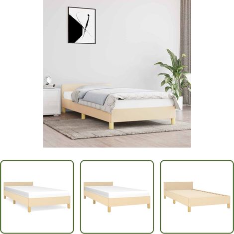 Kopfteil - Bettgestell mit Kopfteil ohne Matratze Creme 90x190 cm Stoff (1/5)