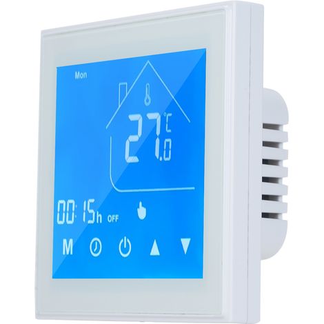 Ortviai Thermostat programmable hebdomadaire pour chauffage hydraulique HC-T010-GA écran tactile LCD blanc (1/4)
