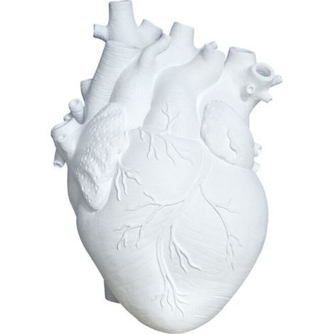 Vase décoratif en résine en forme de cœur – Blanc – Modèle moyen sans fond (1/5)