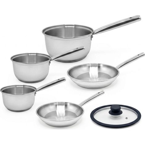 Lot de 3 casseroles 18/20 cm et 2 poêles en inox 20/24 cm avec couvercle Fackelmann Rhona (1/5)