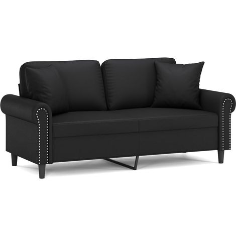 Maison Exclusive - Canapé 2 places avec oreillers décoratifs noir 140cm similicuir
