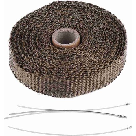 Ruban isolant thermique 5m marron avec 4 colliers inox, haute résistance chaleur et chocs, facile à installer (1/4)