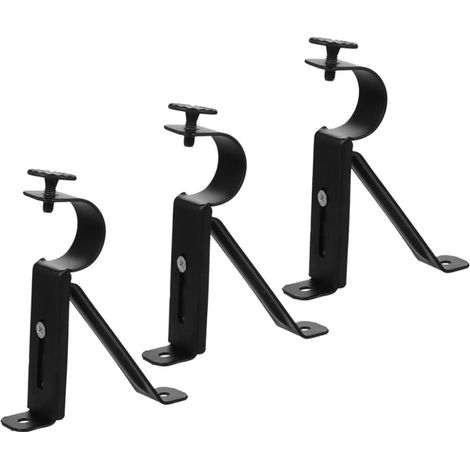Support de Tringle à Rideaux Noir ou Réglable et Solide, Lot de 3 Pièces, Design Élégant pour Installation Murale Chambre Salon (1/5)