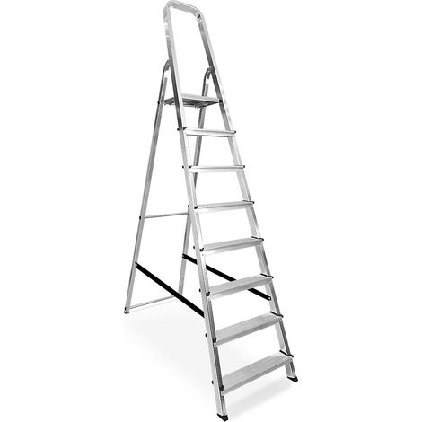 BRB Alu-Bügelleiter, 8 Stufen, Standhöhe 1640 mm, Arbeitshöhe bis 3640 mm, Gewicht 6,7 kg (1/3)