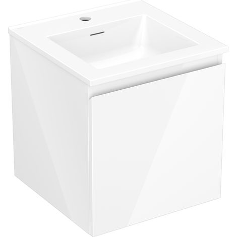 Mexen Orio Badezimmerschrank 45 cm mit Waschbecken Otis, 1 Schublade, weiß glänzend - 91A10-04547-1-BF00-W18M00